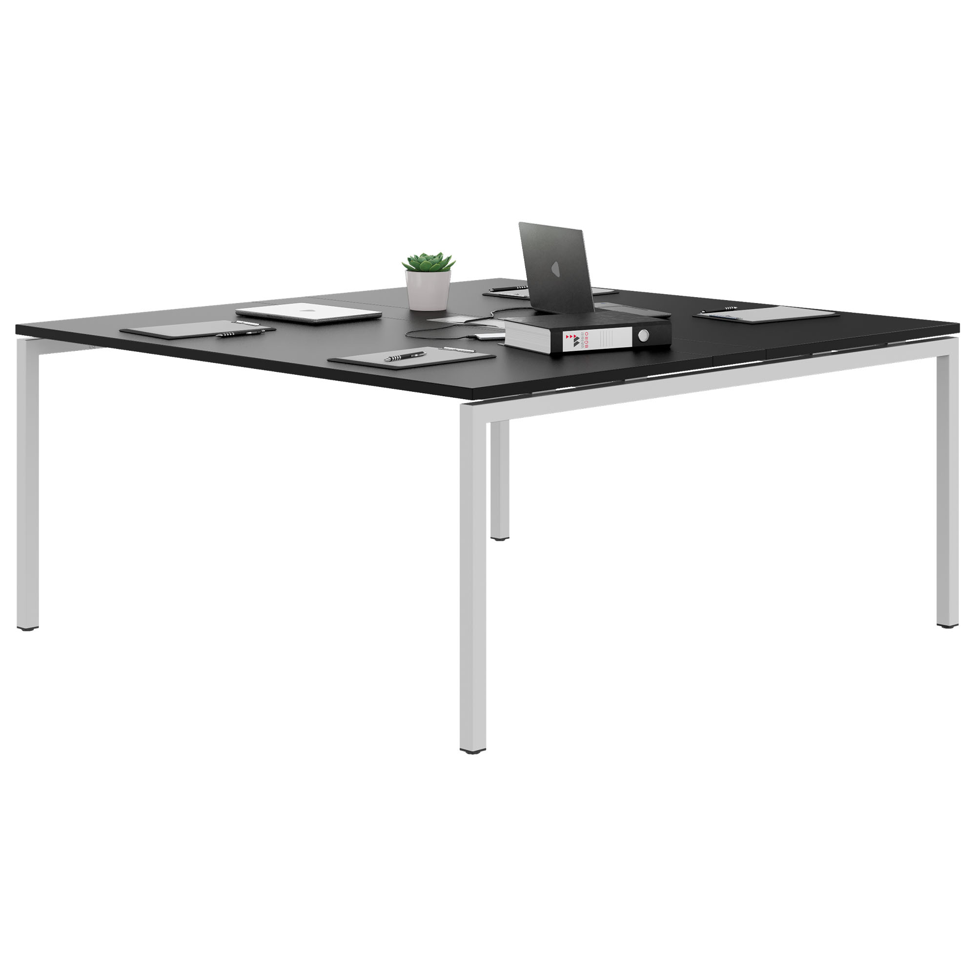 NOVA Konferenztisch | 1600 x 1640 mm (6 - 8 Personen), elektrifiziert, Schwarz - 3 Main Image