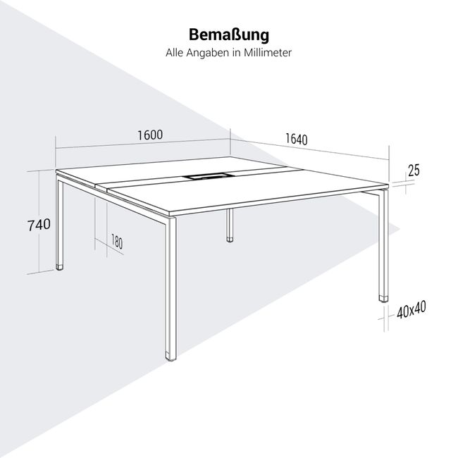 NOVA Konferenztisch | 1600 x 1640 mm (6 - 8 Personen), elektrifiziert, Schwarz