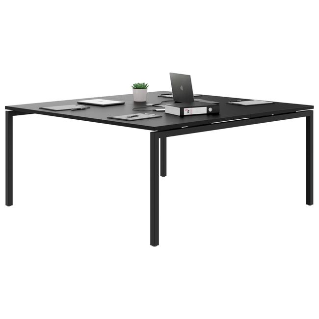 NOVA Konferenztisch | 1600 x 1640 mm (6 - 8 Personen), elektrifiziert, Schwarz