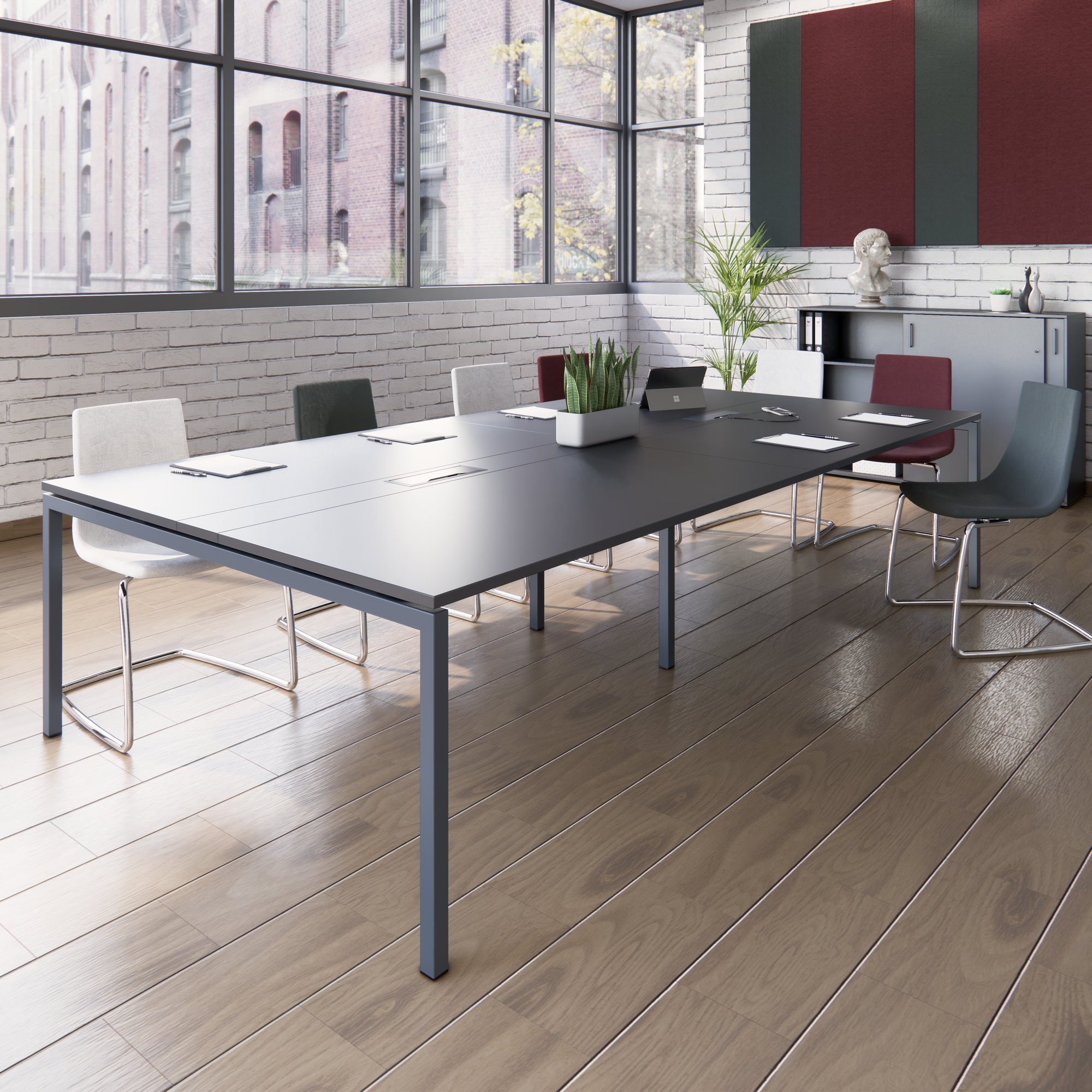 NOVA Conference table | 3200 x 1640 mm (10 - 12 people), electrified, anthracite - 2 Main Image