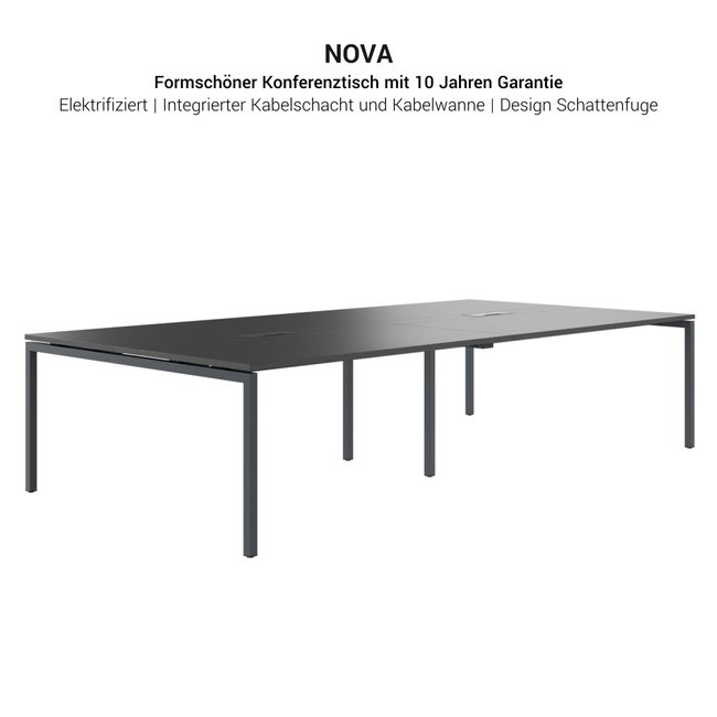 NOVA Konferenztisch | 3200 x 1640 mm (10 - 12 Personen), elektrifiziert, Anthrazit