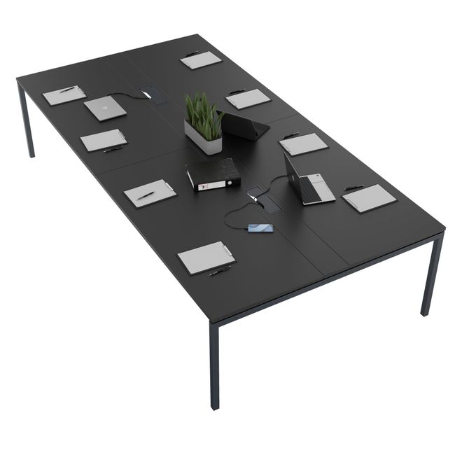 NOVA Konferenztisch | 3200 x 1640 mm (10 - 12 Personen), elektrifiziert, Anthrazit