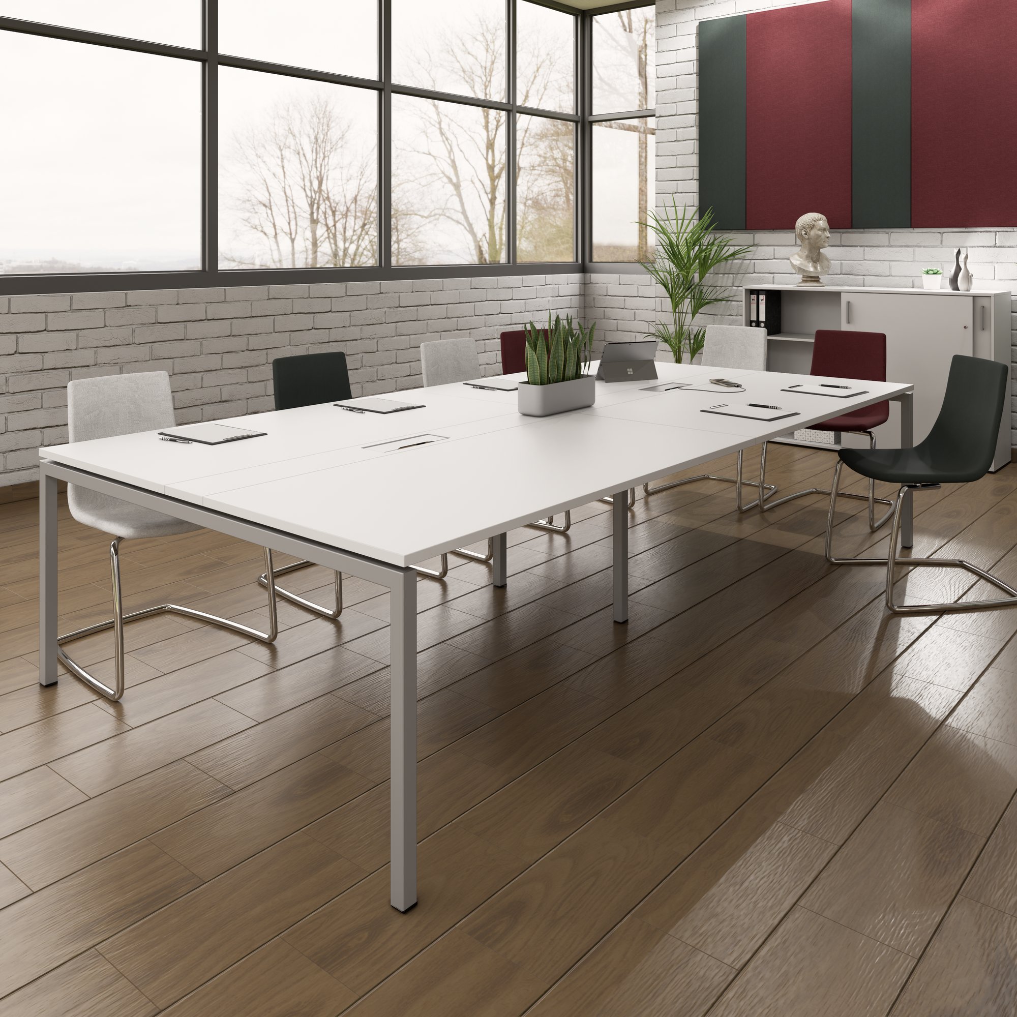 NOVA Conference table | 3200 x 1640 mm (10 - 12 people), electrified, pearl gray - 11 Main Image