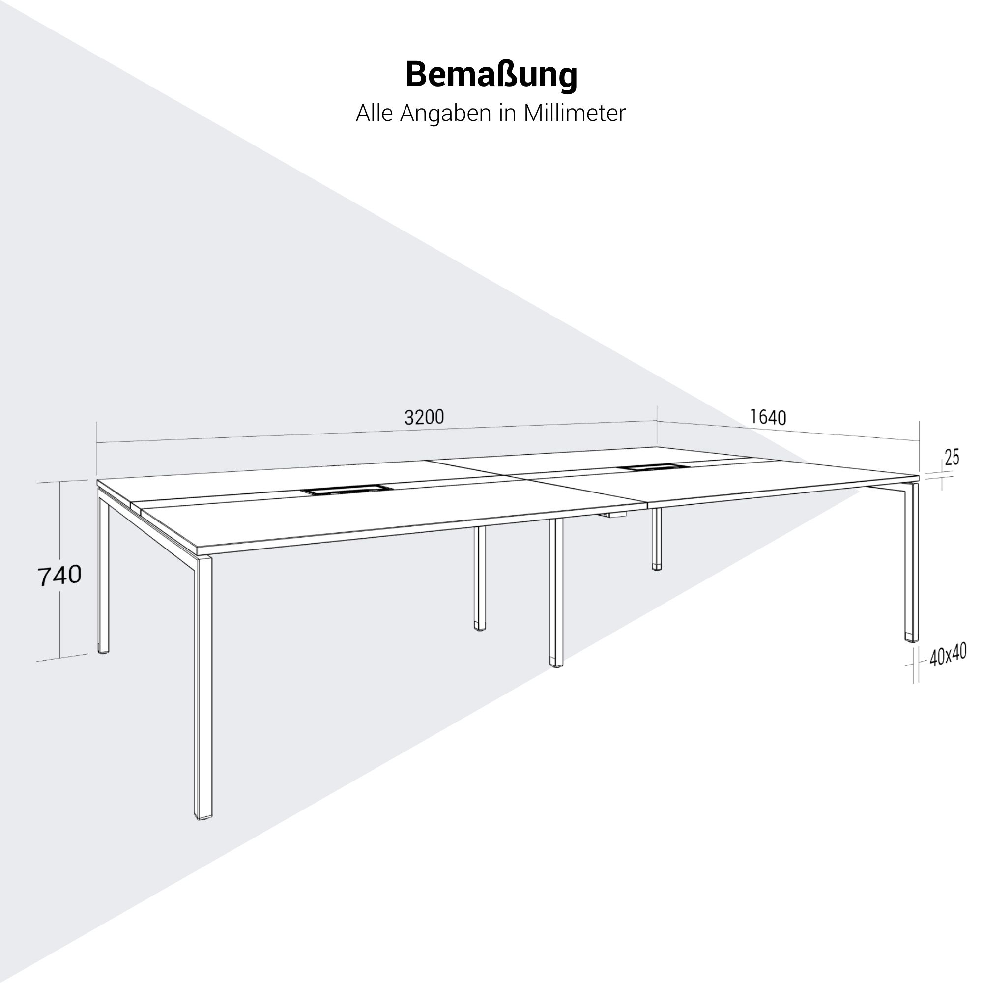 NOVA Conference table | 3200 x 1640 mm (10 - 12 people), electrified, cubanite gray - 10 Main Image