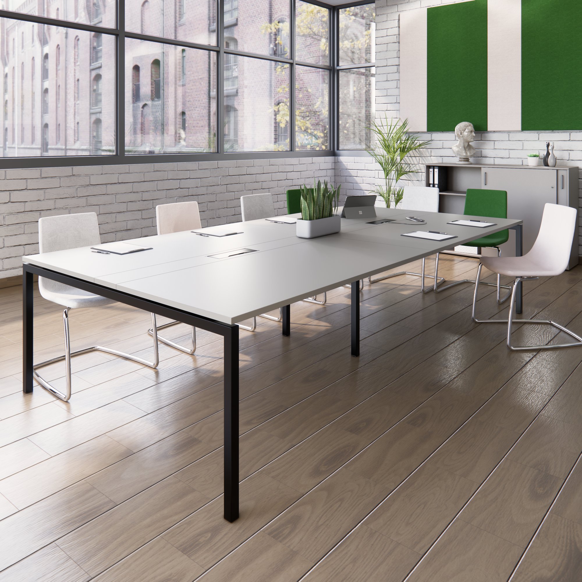NOVA Conference table | 3200 x 1640 mm (10 - 12 people), electrified, cubanite gray - 11 Main Image