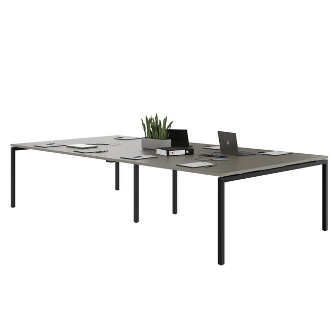 NOVA Konferenztisch | 3200 x 1640 mm (10 - 12 Personen), elektrifiziert, Cubanitgrau