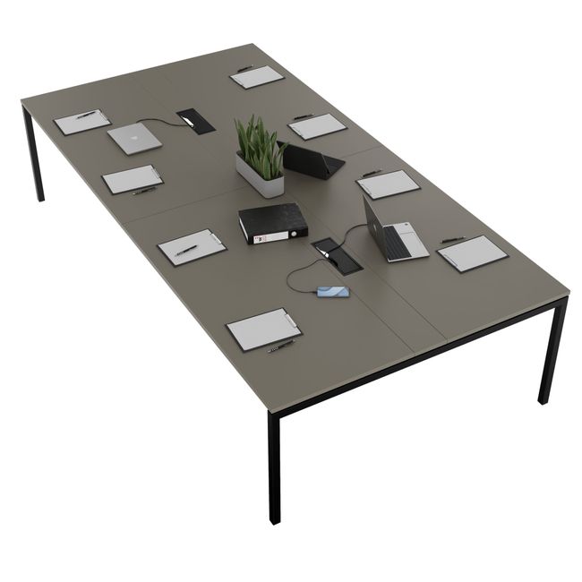 NOVA Konferenztisch | 3200 x 1640 mm (10 - 12 Personen), elektrifiziert, Cubanitgrau