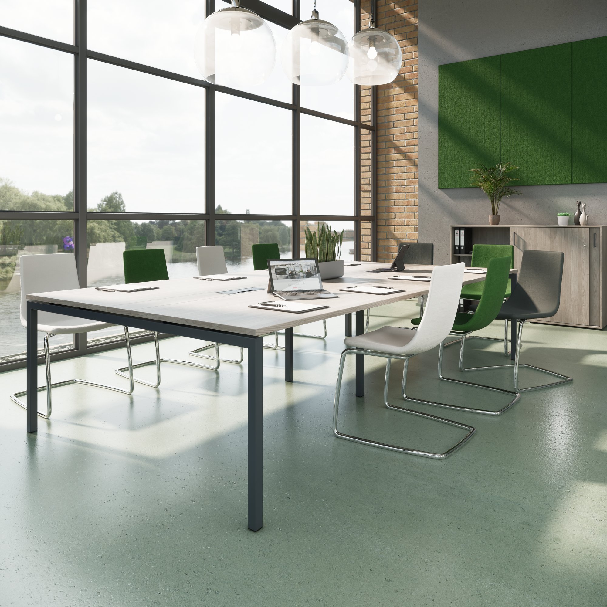 NOVA Conference table | 3200 x 1640 mm (10 - 12 people), electrified, north oak gray - 2 Main Image
