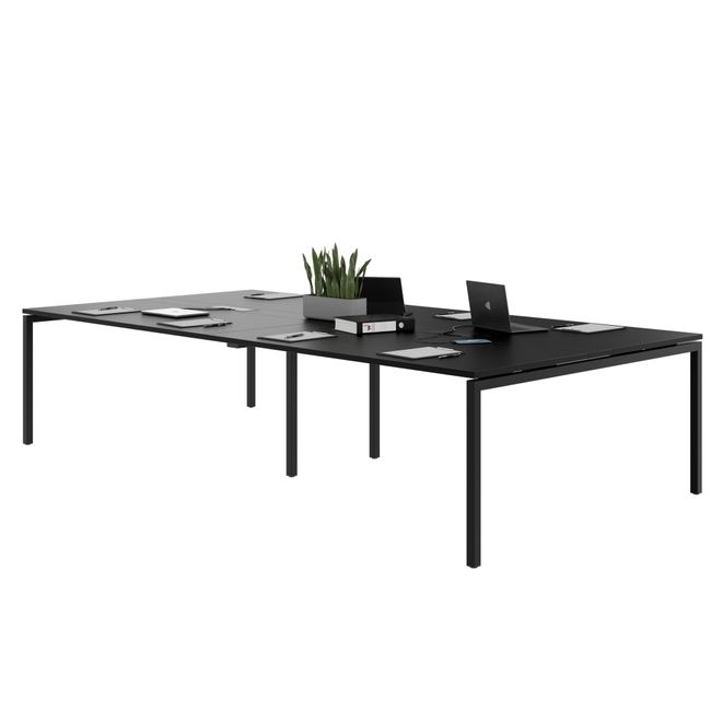 NOVA Konferenztisch | 3200 x 1640 mm (10 - 12 Personen), elektrifiziert, Schwarz