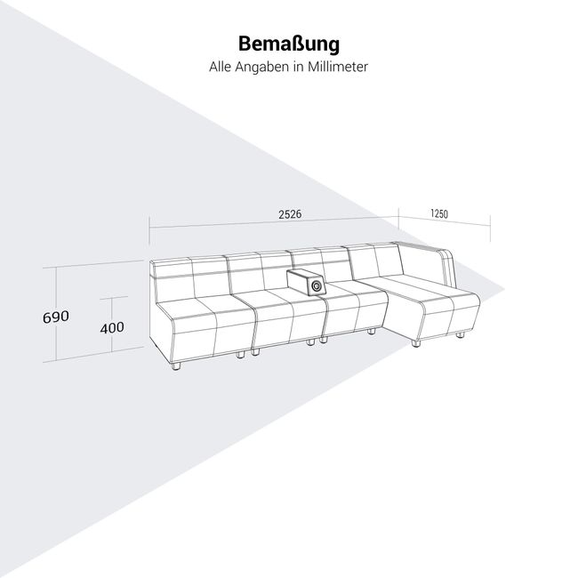 SOFT ROCK Sofa | 2526 x 690 mm, 4-Sitzer