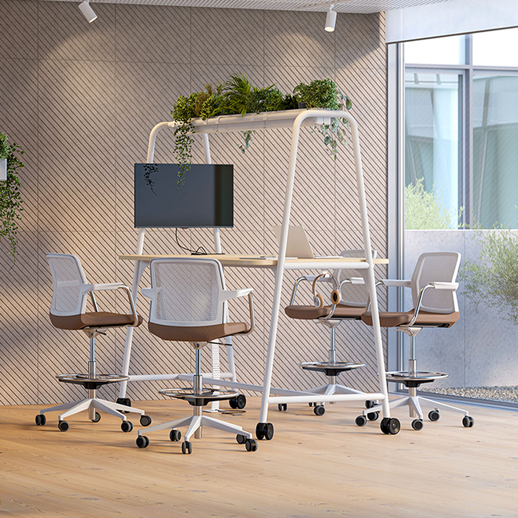 Round multipurpose table | 1600 - 1800 x 740 - 1050 mm, white - 10 Main Image