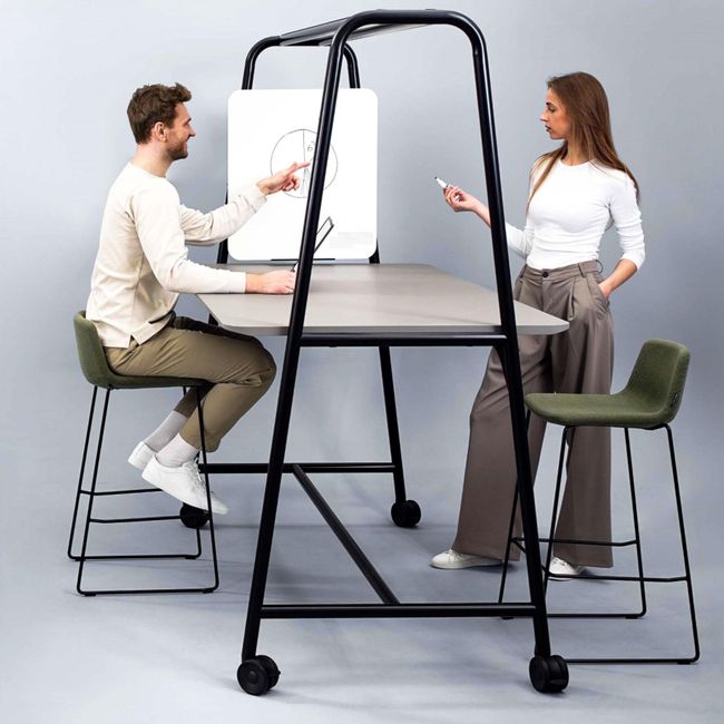 ROUND Multipurpose Tisch | 1600 - 1800 x 740 - 1050 mm, Fenix Schwarz