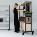 WORKLAB Mobile Medienwand | 1200 x 1790 mm, mit Einlegeboden, Schrank und Rückwand