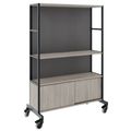 WORKLAB Mobile Medienwand | 1200 x 1790 mm, mit Einlegeboden, Schrank und Rückwand