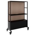 WORKLAB Mobile Medienwand | 1200 x 1790 mm, mit Einlegeboden, Schrank und Rückwand