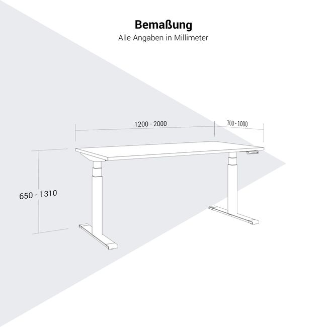 eModel 3.0, 2-Motoren-Schreibtisch | 1200-2000 mm, elektrisch höhenverstellbar