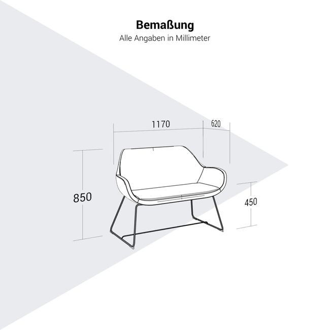 profim – FAN Sofa | 2-Sitzer, Kufengestell