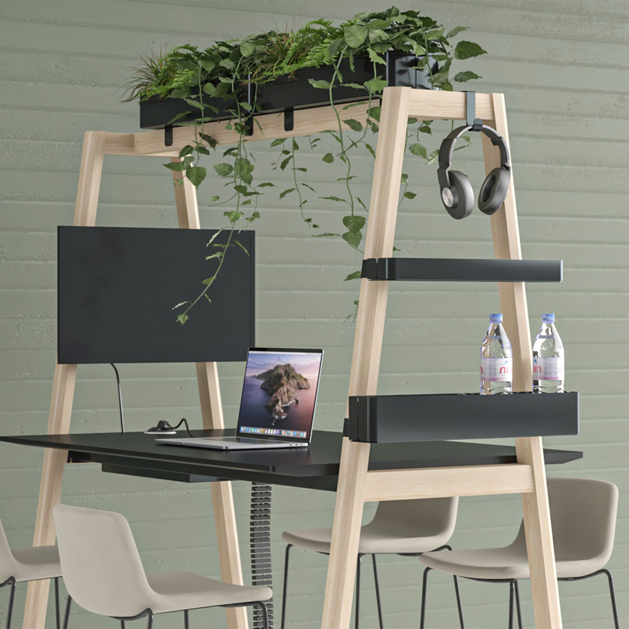 NOVA WOOD Multipurpose Tisch | 1400 - 1800 x 740 - 1050 mm, Fenix Schwarz - 8 Main Image