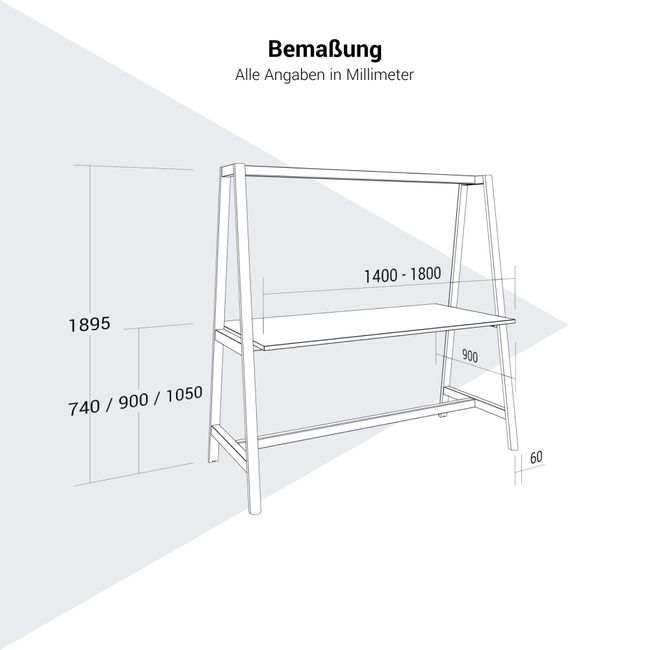 NOVA WOOD Multipurpose Tisch | 1400 - 1800 x 740 - 1050 mm, Fenix Schwarz