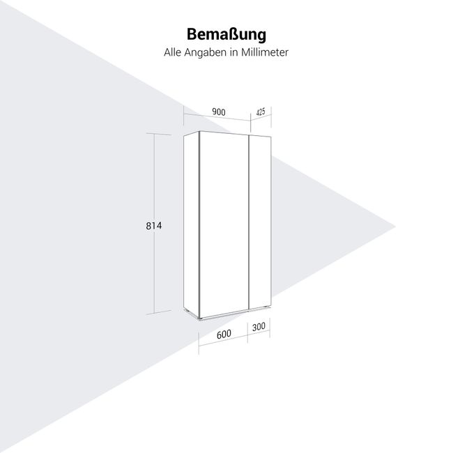 PLANA Flügeltürenschrank | 5OH, 900 x 1942 mm