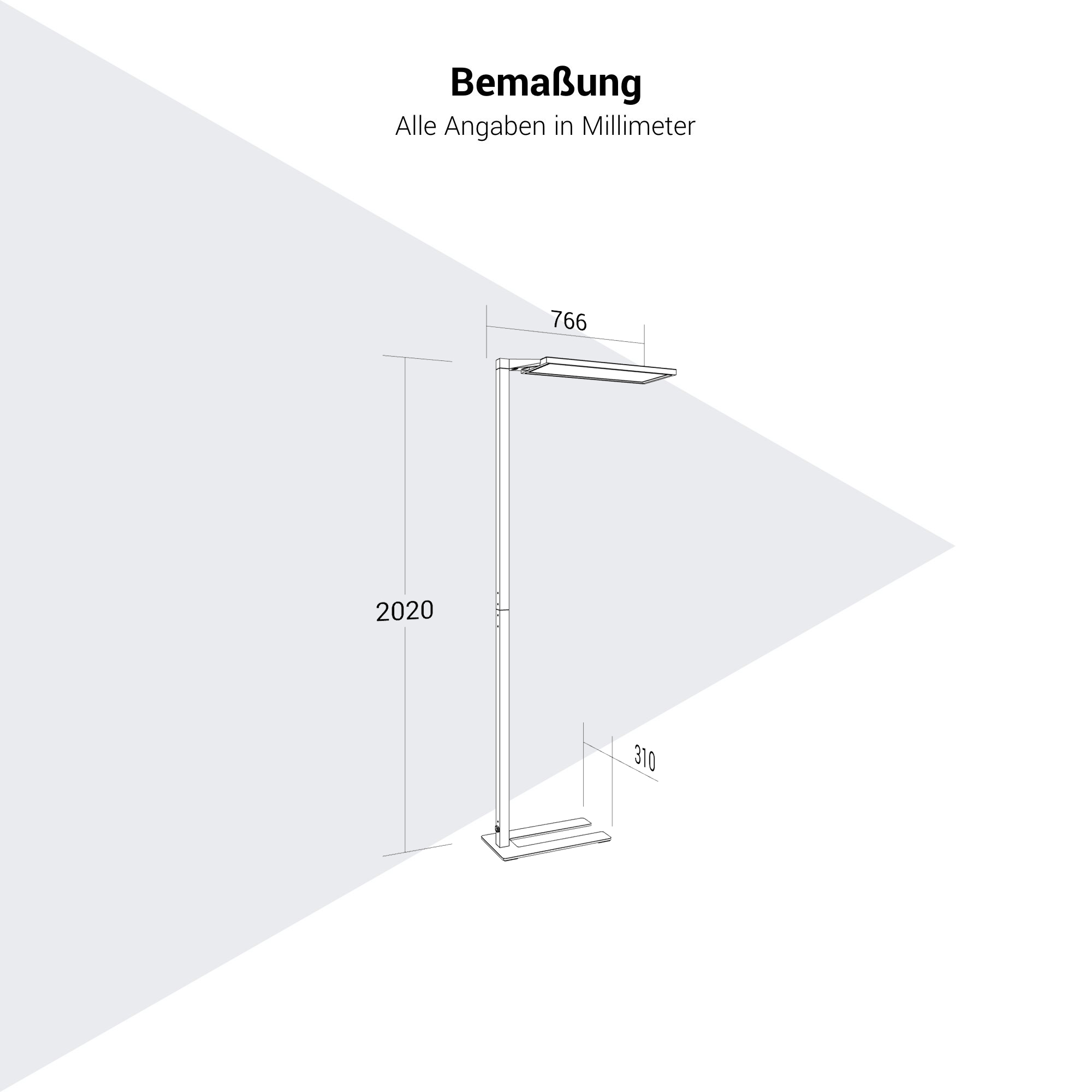 GLORIA Büro-Stehlampe | 766 x 2020 mm, 13.500 Lumen, dimmbar - 7 Main Image