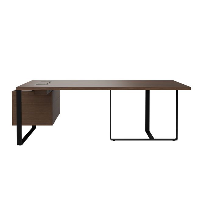 PLANA Chefschreibtisch | 2040-2440 x 750 mm, integriertes Lowboard