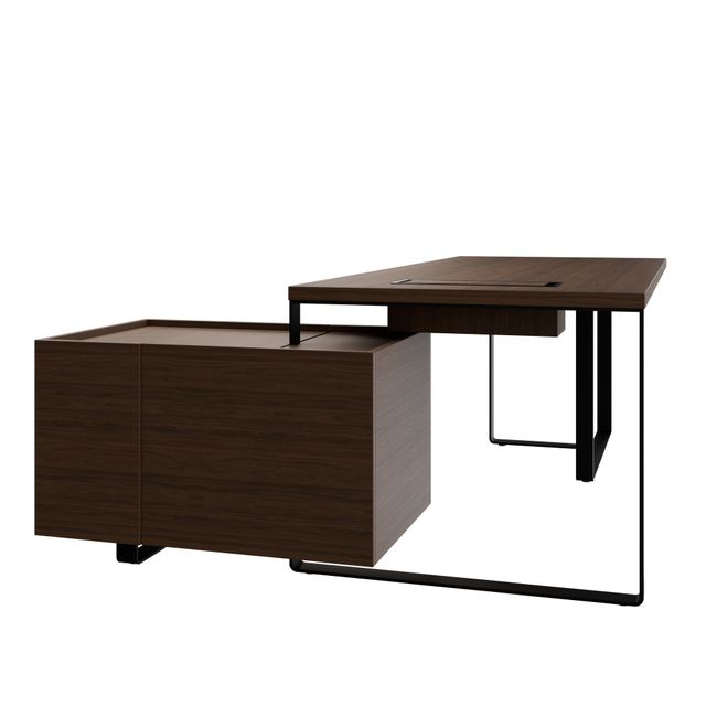 PLANA Chefschreibtisch | 2040-2440 x 750 mm, integriertes Lowboard