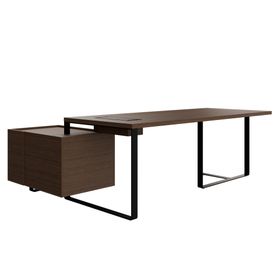 PLANA Chefschreibtisch | 2040-2440 x 750 mm, integriertes Lowboard