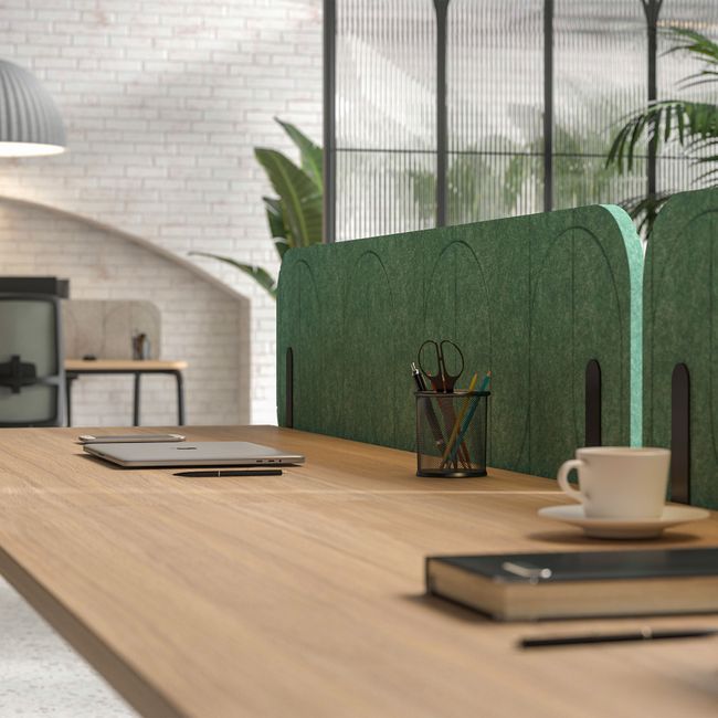 ROUND PET Akustik-Tischtrennwand | 1180-1780 mm, über 20 Farben