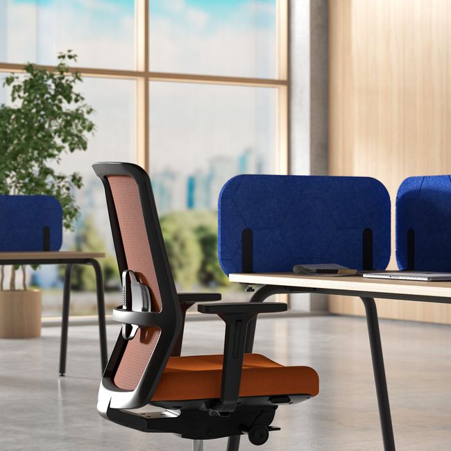 ROUND PET Akustik-Tischtrennwand Seitenblende | 680-780 mm, über 20 Farben