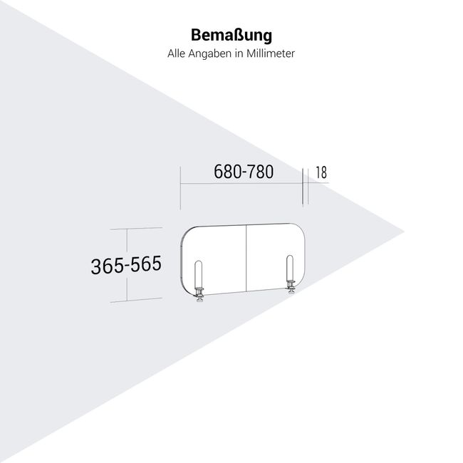 ROUND PET Akustik-Tischtrennwand Seitenblende | 680-780 mm, über 20 Farben