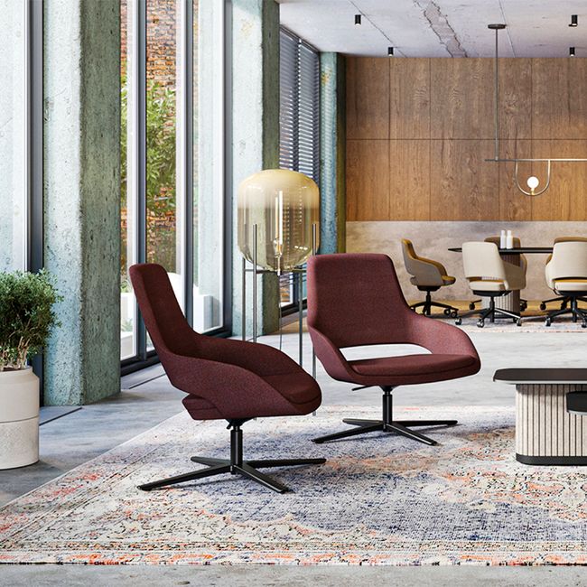 SANDIE Lounge-Sessel | Sitzhöhe 405 – 505 mm, 4-Stern-Fußkreuz