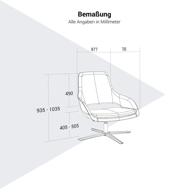 SANDIE Lounge-Sessel | Sitzhöhe 405 – 505 mm, 4-Stern-Fußkreuz