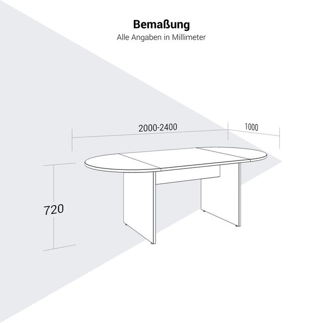 OPTIMA Konferenztisch | 2000-2400 x 1000 mm (6-8 Sitzplätze), oval OPTIMA Konferenztisch | 2000-2400 x 1000 mm (6-8 Sitzplätze), oval