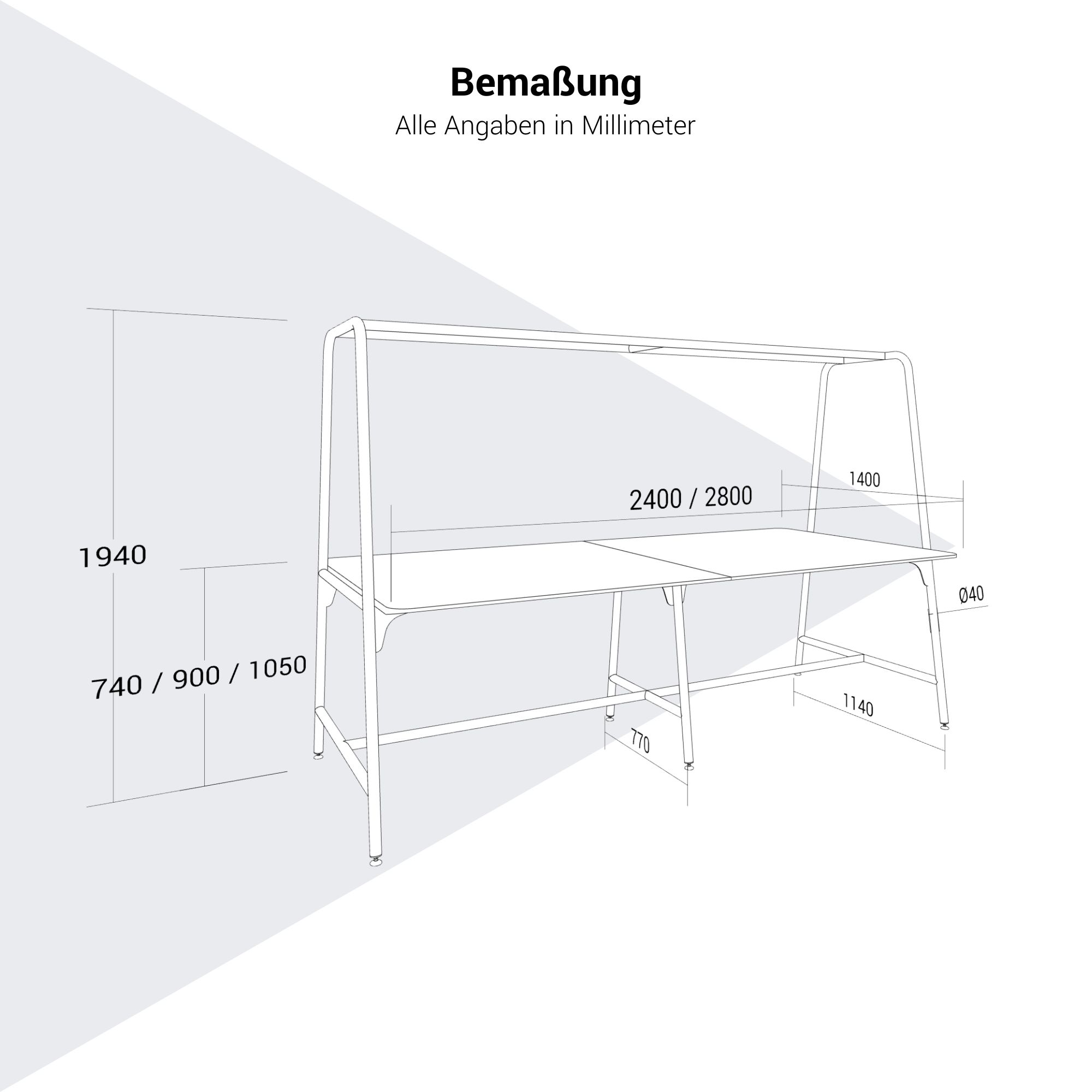 ROUND Multipurpose Tisch | 2400 - 2800  x 740 - 1050 mm, Nussbaum - 8 Main Image