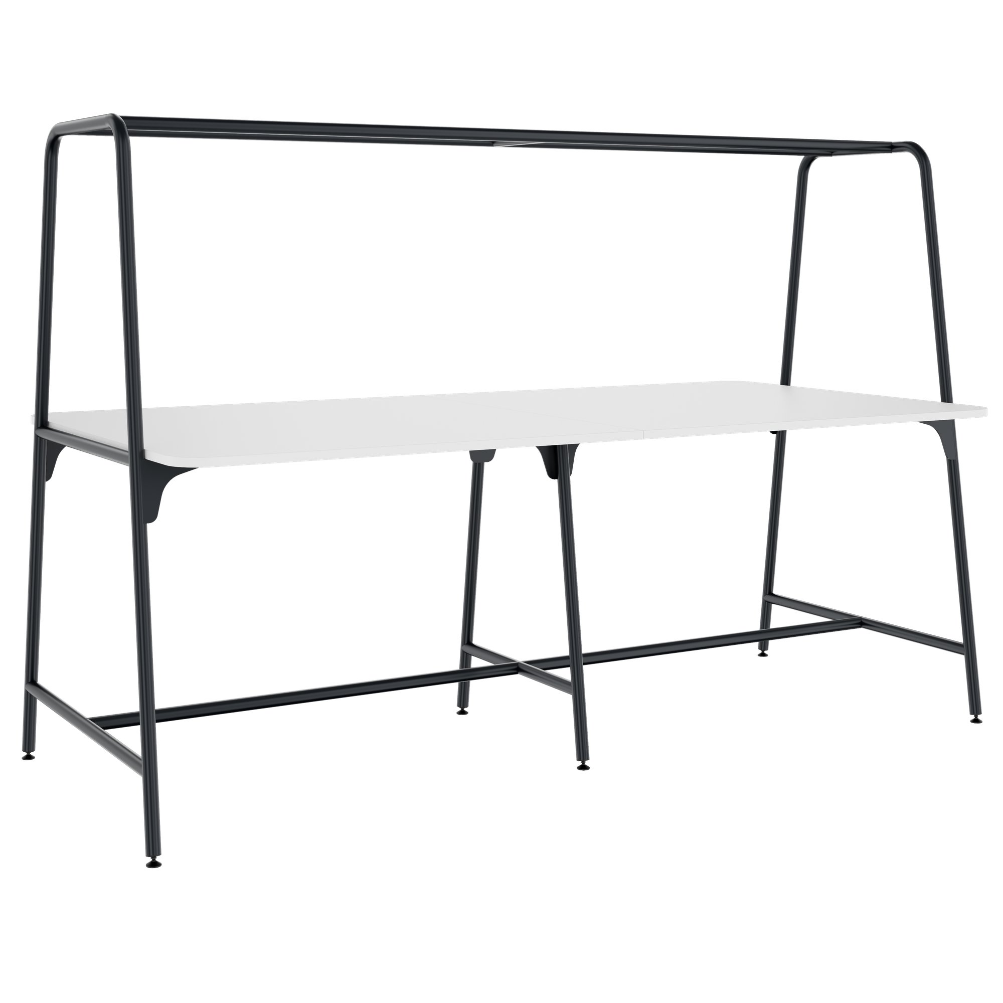 Round multipurpose table | 2400 - 2800 x 740 - 1050 mm, HPL white - 1 Main Image