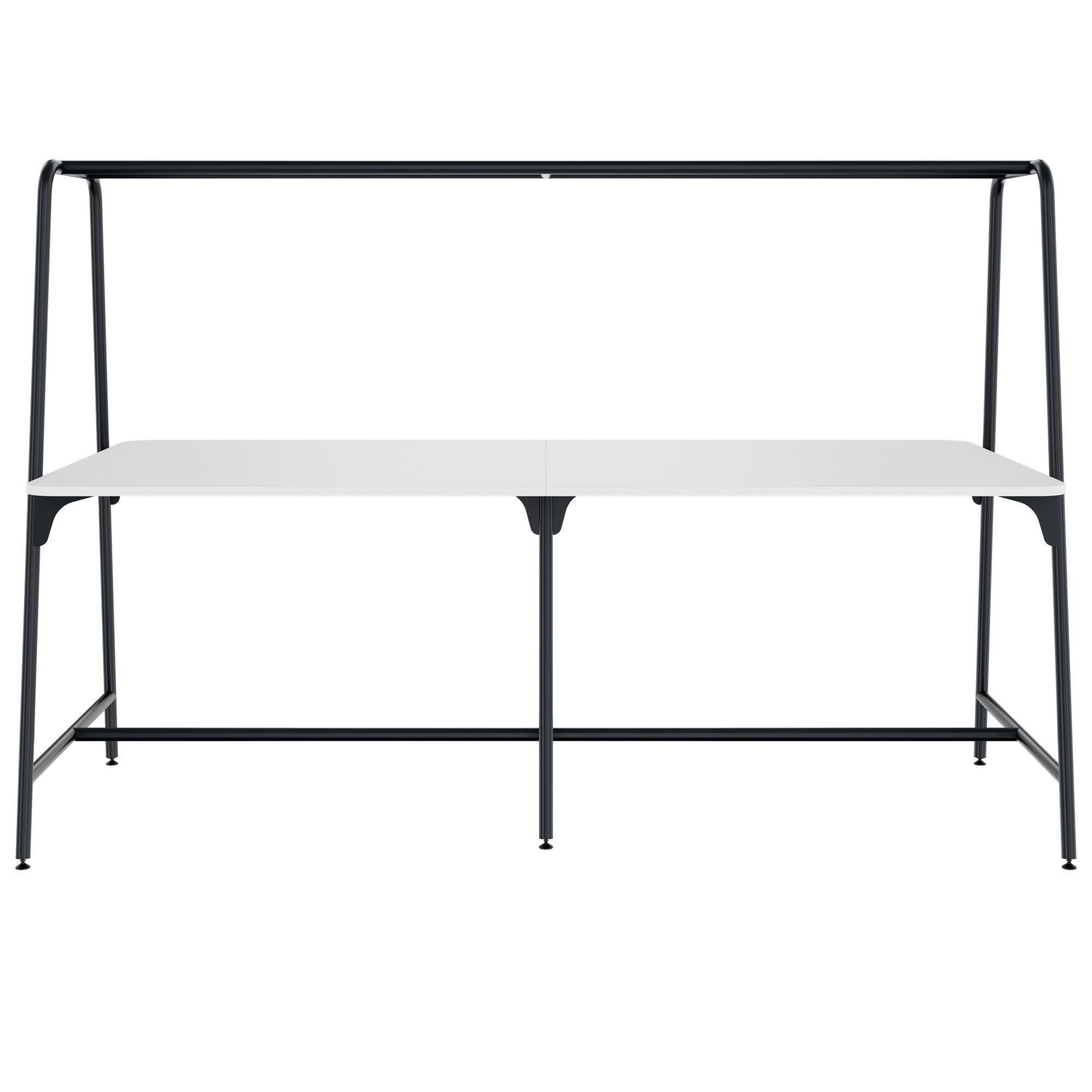 Round multipurpose table | 2400 - 2800 x 740 - 1050 mm, HPL white - 2 Main Image