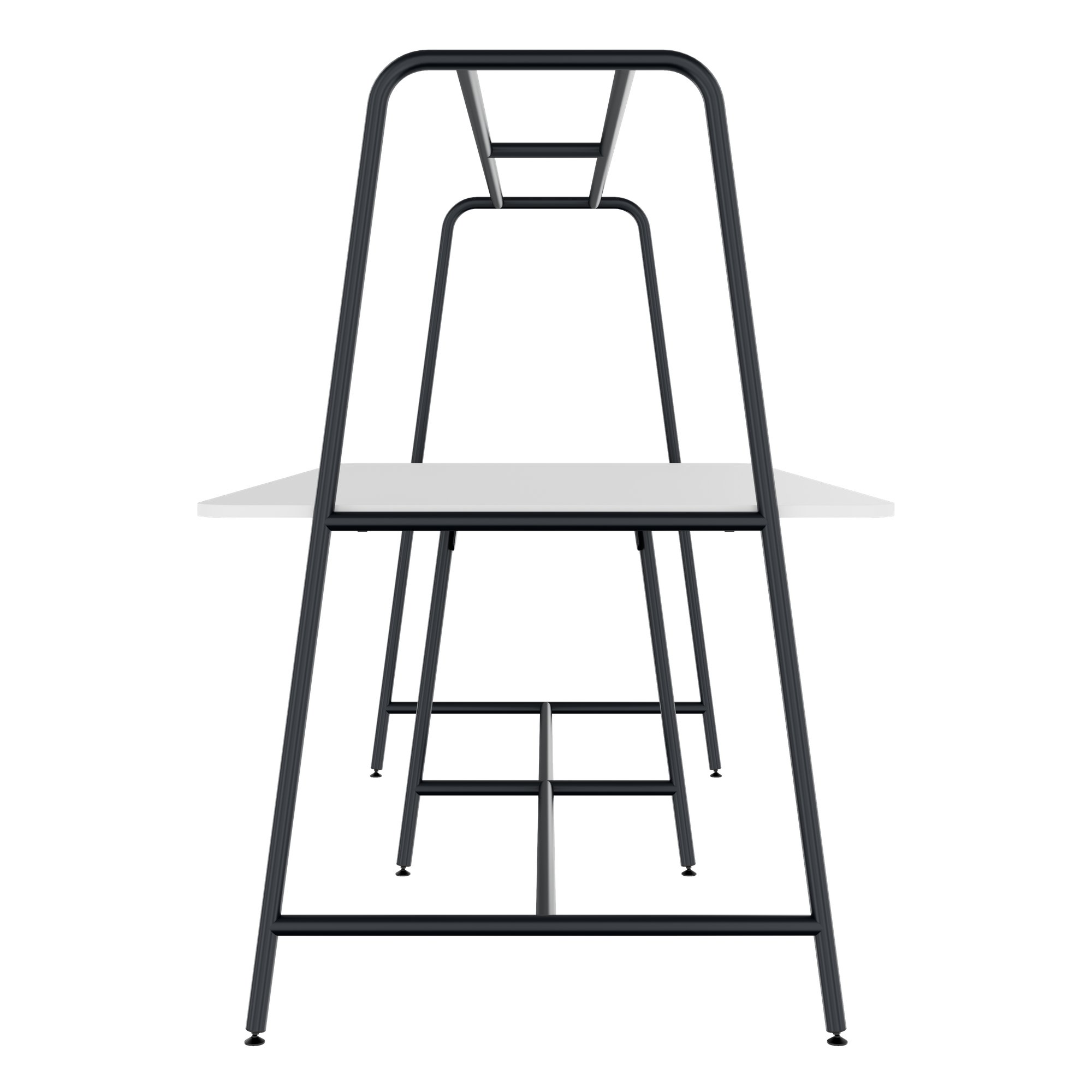 Round multipurpose table | 2400 - 2800 x 740 - 1050 mm, HPL white - 4 Main Image