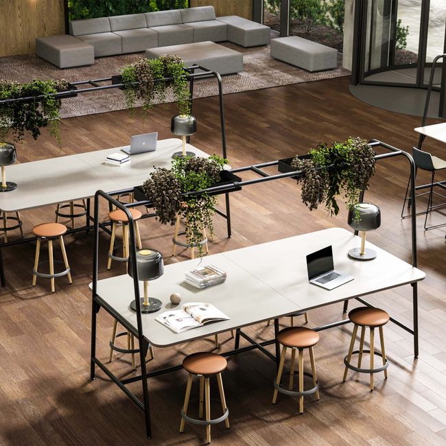 ROUND Multipurpose Tisch | 2400 - 2800  x 740 - 1050 mm, HPL Weiß