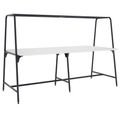 Round multipurpose table | 2400 - 2800 x 740 - 1050 mm, HPL white - 1 Thumbnail Image