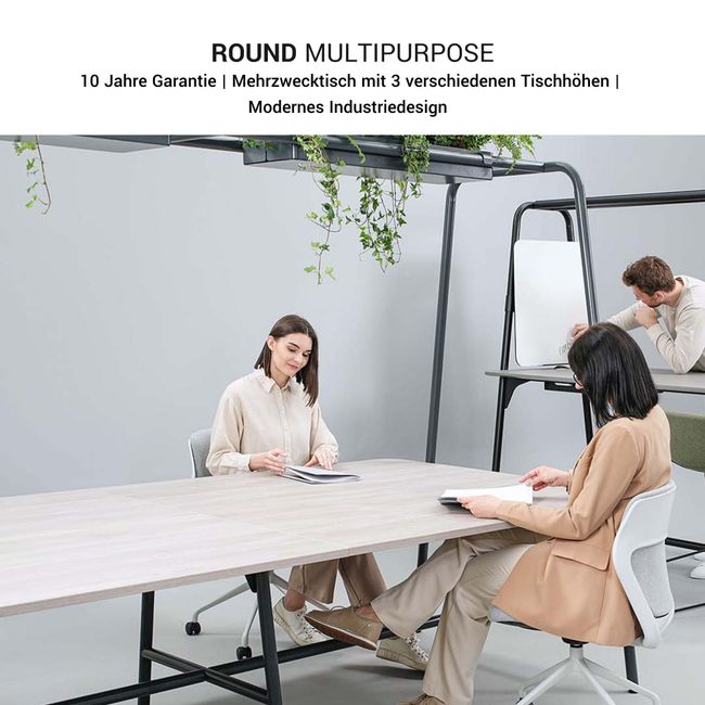 ROUND Multipurpose Tisch | 2400 - 2800  x 740 - 1050 mm, Fenix Schwarz