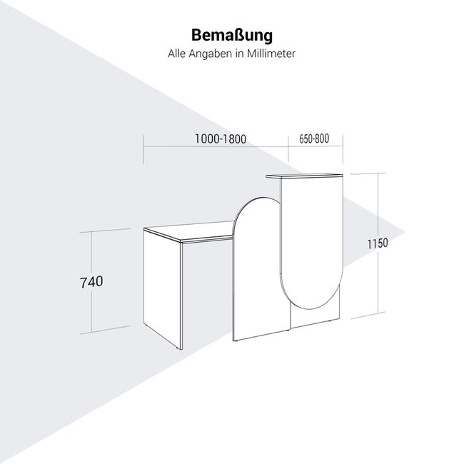AVERTO Empfangstheke | 1000-1800 mm, integrierter Kabeldurchlass AVERTO Empfangstheke | 1000-1800 mm, integrierter Kabeldurchlass