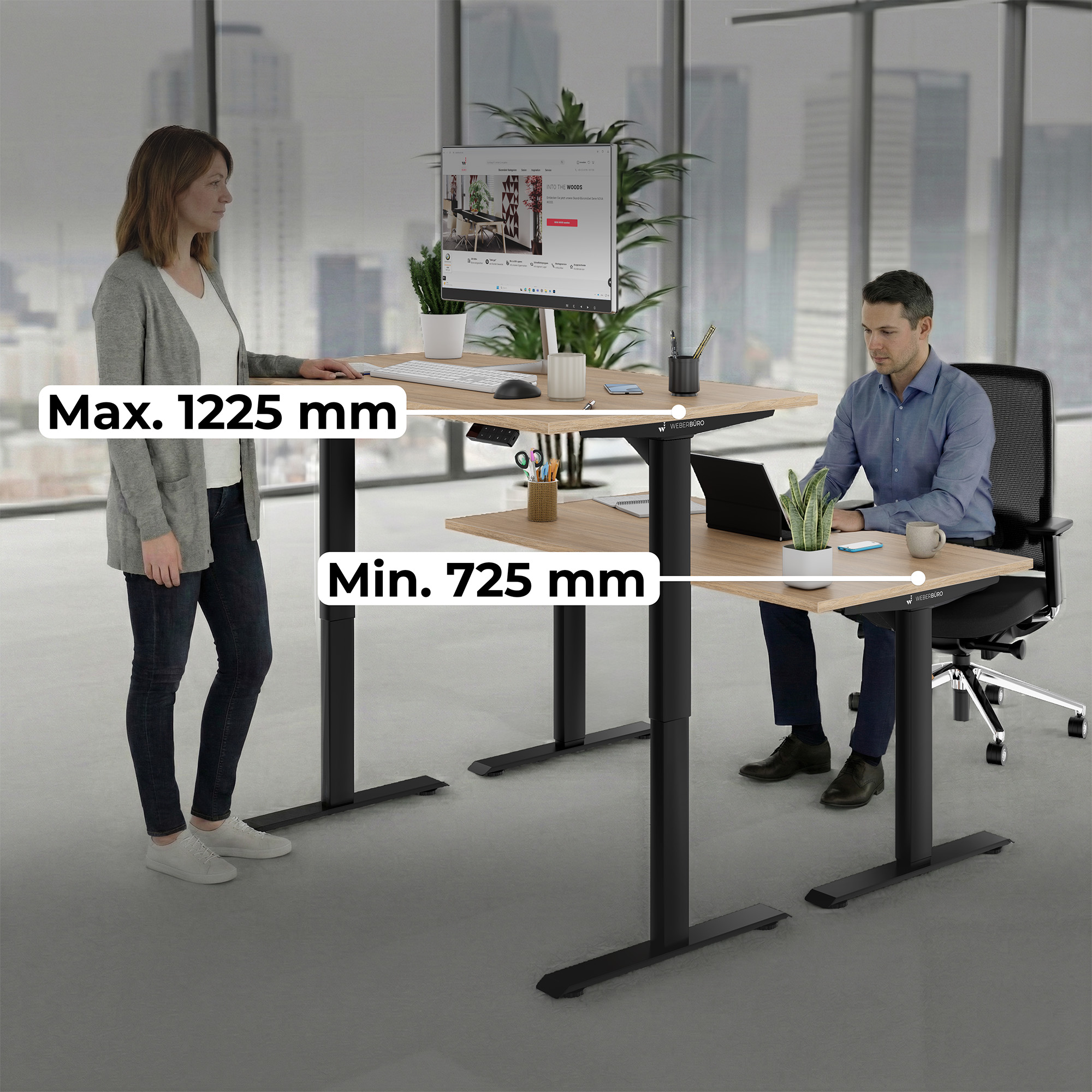 TELDRA Home Motortisch-Gestell | 1000 - 1750 mm, elektrisch höhenverstellbar - 8 Main Image