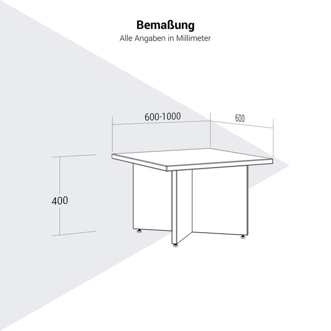 OPTIMA Beistelltisch | 600-1000 x 600 mm, eckig OPTIMA Beistelltisch | 600-1000 x 600 mm, eckig