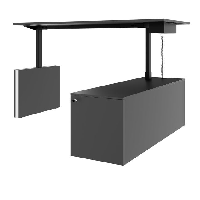 MOTION 2-Motoren-Schreibtisch mit Sideboard | Elektrisch höhenverstellbar, 2000 x 1800 mm, Anthrazit