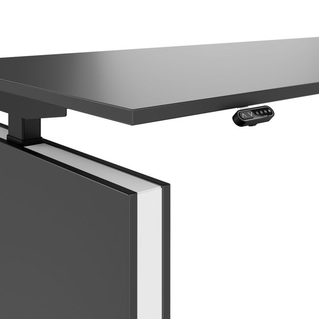 MOTION 2-Motoren-Schreibtisch mit Sideboard | Elektrisch höhenverstellbar, 2000 x 1800 mm, Anthrazit