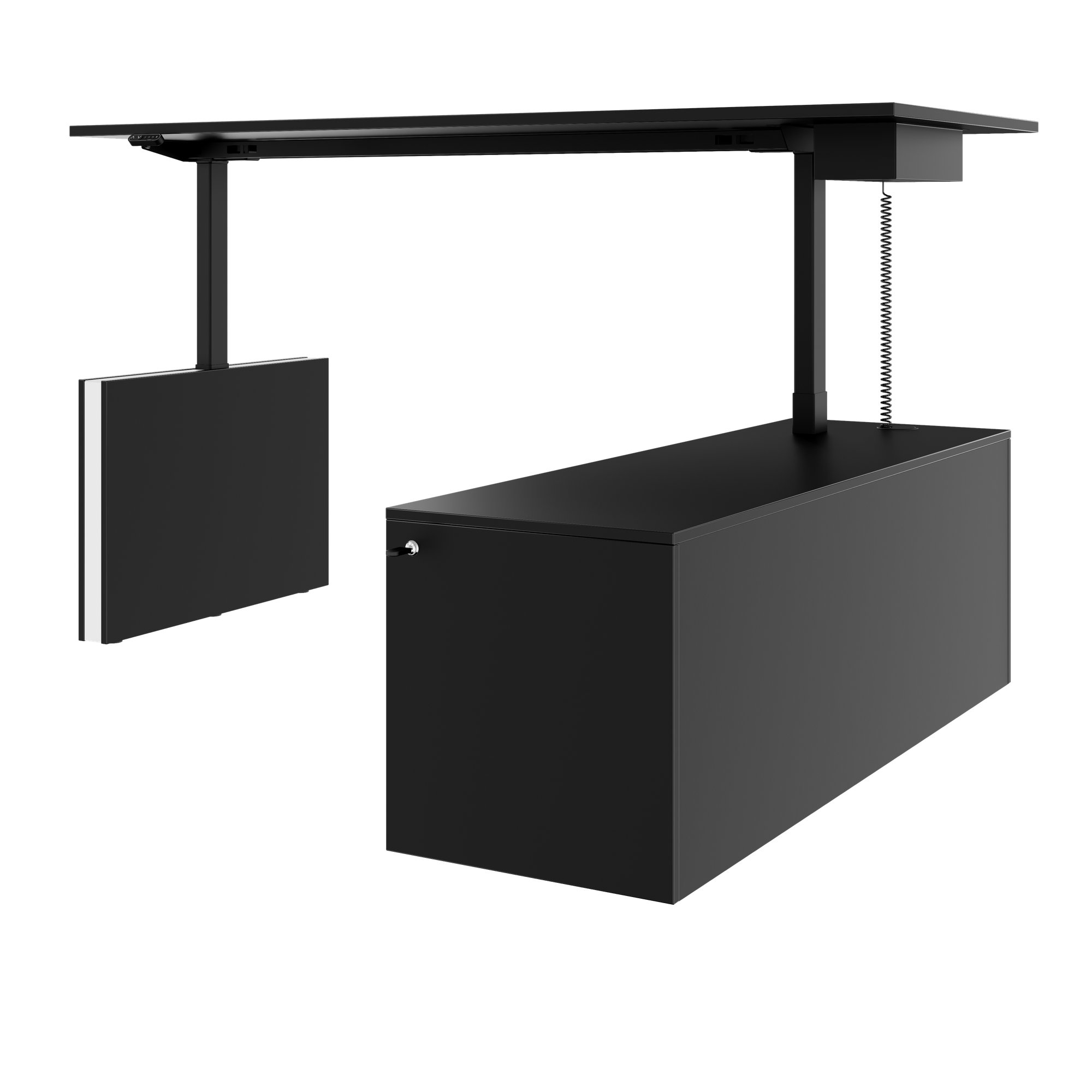 MOTION 2-motor desk with sideboard | Electrically height adjustable, 2000 x 1800 mm, black - 5 Main Image