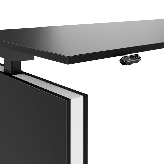 MOTION 2-Motoren-Schreibtisch mit Sideboard | Elektrisch höhenverstellbar, 2000 x 1800 mm, Schwarz