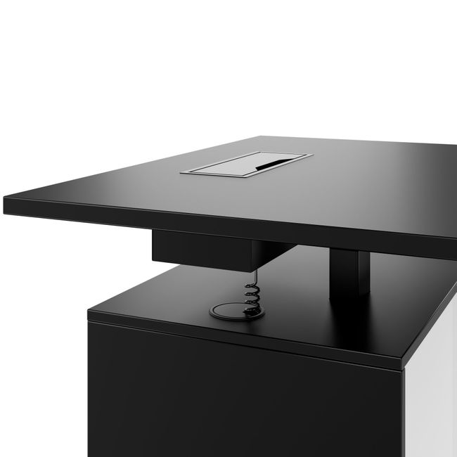 MOTION 2-Motoren-Schreibtisch mit Sideboard | Elektrisch höhenverstellbar, 2000 x 1800 mm, Schwarz