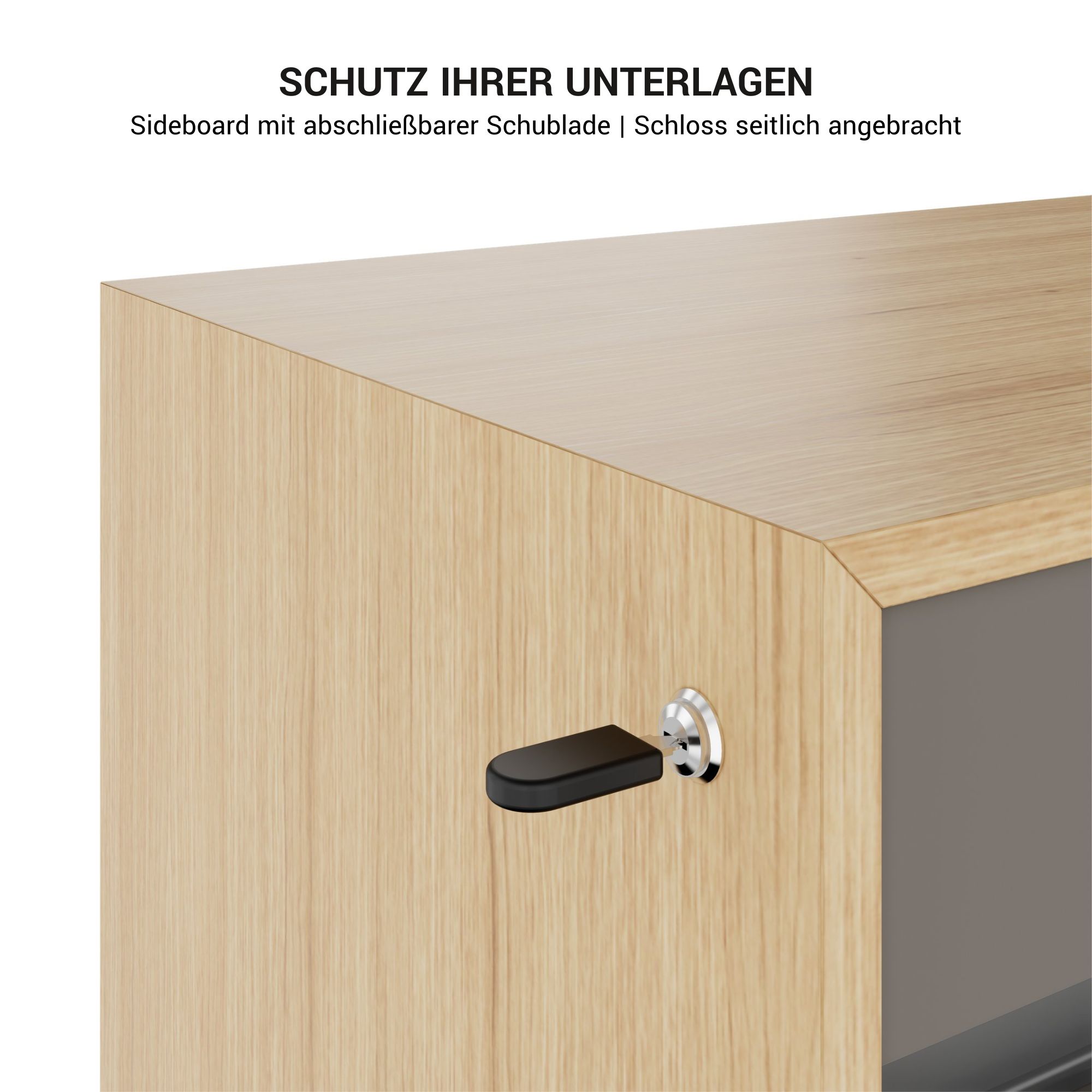 MOTION 2-Motoren-Schreibtisch mit Sideboard | Elektrisch höhenverstellbar, 2000 x 1800 mm, Esche Schwarz Furnier - 8 Main Image